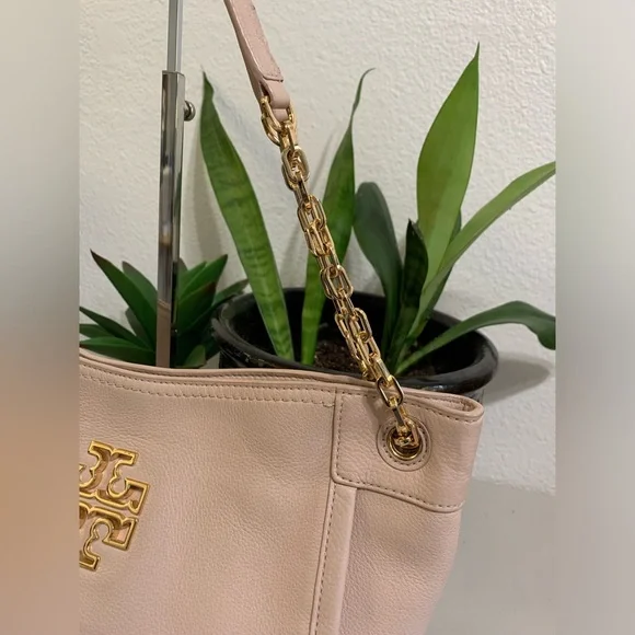 Tory Burch Blush Leather Chain-Handle Shoulder Tote - Picture 7 of 15